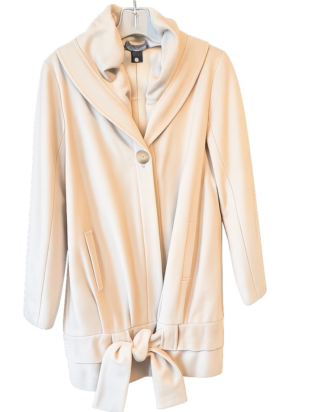 Women's Cream Tie-Waist Wool blend Coat